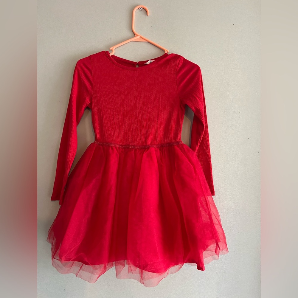 H&M girls red tulle dress size 8-10y